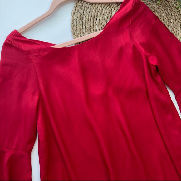 SABO SKIRT Red Bell‎ Sleeve Tunic Top Size 6 - Picture 3 of 10